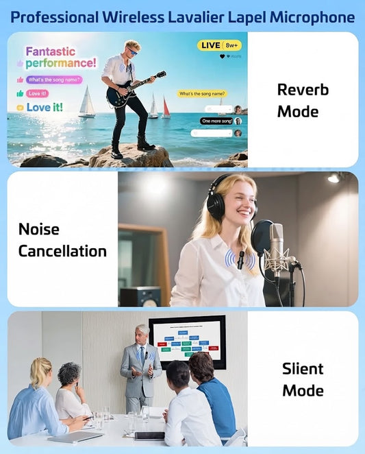 K11 Dual Wireless Lavalier Microphone for iPhone &amp; Android
