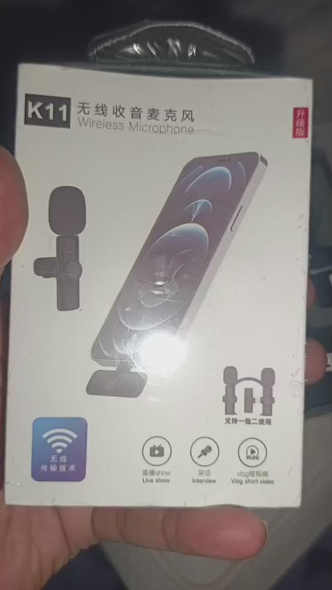 K11 Dual Wireless Lavalier Microphone for iPhone &amp; Android